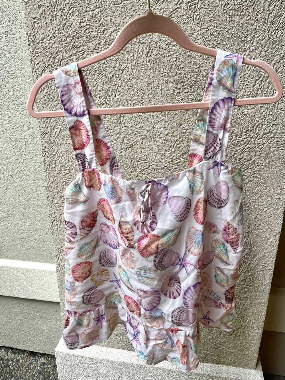 Show Me Your MuMu Multicolor Shell Print ruffle hem tank Top worn once